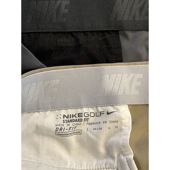 Lot Of 2 Nike Golf Mens Gray Tan Dri-Fit Straight Pants Size 34x34 833194 - Picture 6 of 11